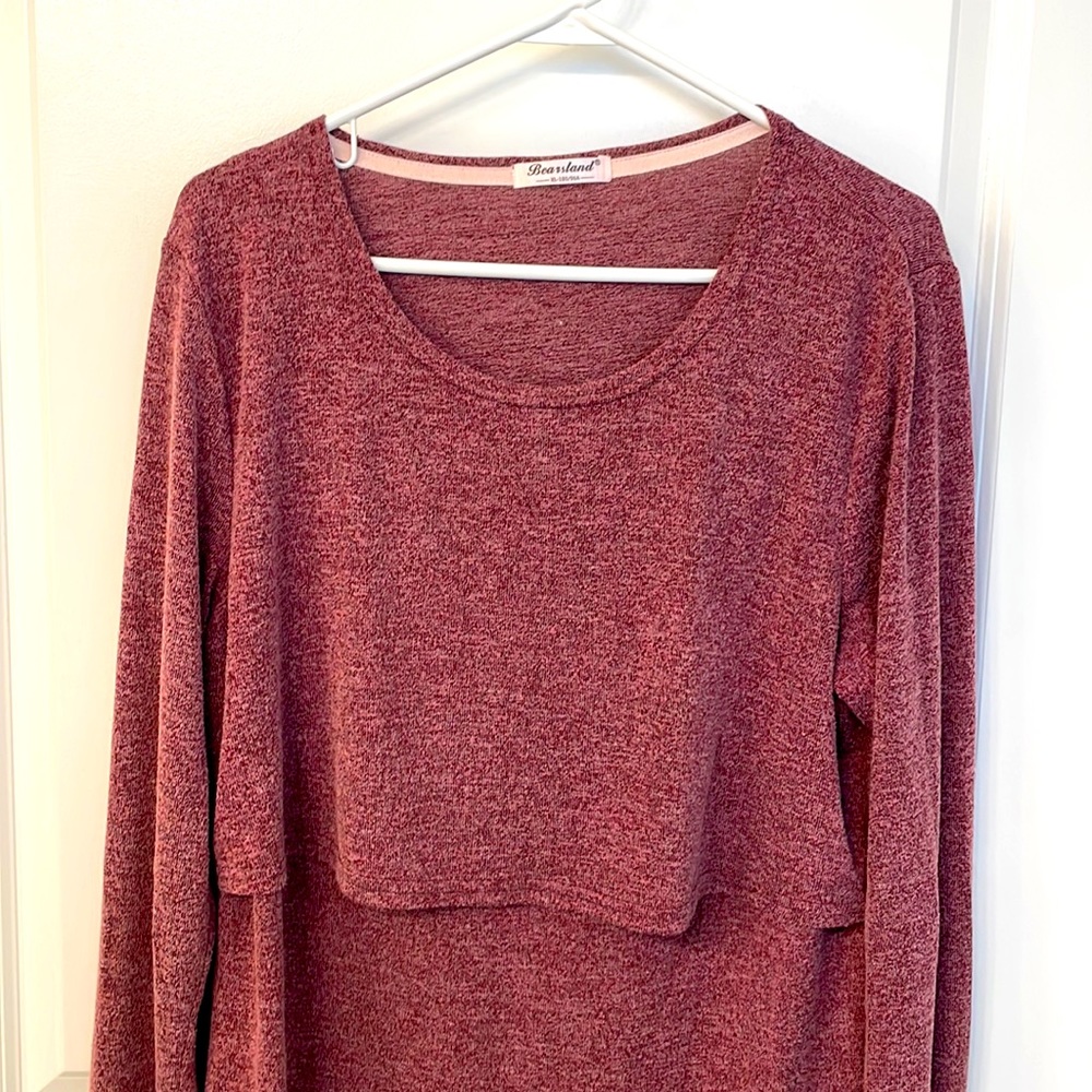 Maroon nursing/ breastfeeding shirt